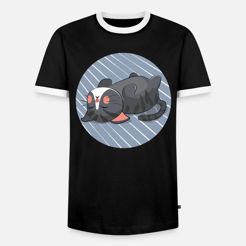 Sleeping cat - Men's Ringer Shirt - black/white