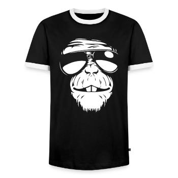 Monkey Sunglasses Summer Sun Cool - Men's Ringer Shirt - black/white - Front - AI Model Female 172 light (172cm) & AI Model Male 178 light (178cm)
