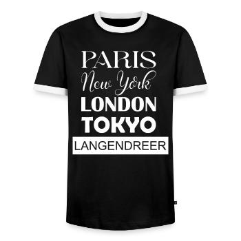 Paris, New York, Londres, Tokyo, Bochum Langendreer - T-shirt contrasté Homme - noir/blanc - Devant - AI Model Female 172 light (172cm) & AI Model Male 178 light (178cm)
