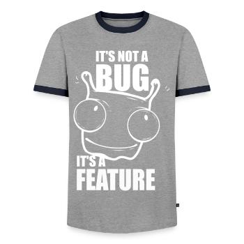it is not a bug it is a feature - Programmierer - Männer Kontrast-T-Shirt - Grau/Navy  - Vorne - AI Model Female 172 light (172cm) & AI Model Male 178 light (178cm)