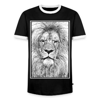 Magnificent lion - Men's Ringer Shirt - black/white - Front - AI Model Female 172 light (172cm) & AI Model Male 178 light (178cm)