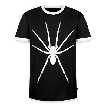 Spinne (Halloween / Gothic / Tattoo / White) - Männer Kontrast-T-Shirt - Schwarz/Weiß - Vorne - AI Model Female 172 light (172cm) & AI Model Male 178 light (178cm)