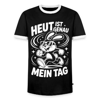 Today is exactly my day - Men's Ringer Shirt - black/white - Front - AI Model Female 172 light (172cm) & AI Model Male 178 light (178cm)