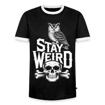 Stay Weird Eule Schädel - Männer Kontrast-T-Shirt - Schwarz/Weiß - Vorne - AI Model Female 172 light (172cm) & AI Model Male 178 light (178cm)