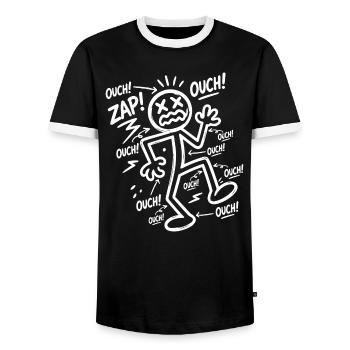 Electric Shock Humor | Funny Electrician Gift - Men's Ringer Shirt - black/white - Front - AI Model Female 172 light (172cm) & AI Model Male 178 light (178cm)