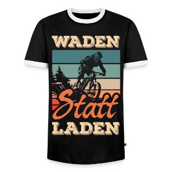 calves instead of charging mountain bike without battery mtb - Men's Ringer Shirt - black/white - Front - AI Model Female 172 light (172cm) & AI Model Male 178 light (178cm)