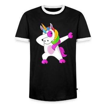 Einhorn Dabbing Unicorn - Männer Kontrast-T-Shirt - Schwarz/Weiß - Vorne - AI Model Female 172 light (172cm) & AI Model Male 178 light (178cm)