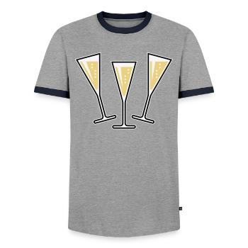 XAufUnsDrei! (3) - Männer Kontrast-T-Shirt - Grau/Navy  - Vorne - AI Model Female 172 light (172cm) & AI Model Male 178 light (178cm)