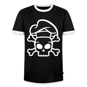 Koch Skull Chef’s Hat Cooking - T-shirt contrasté Homme - noir/blanc - Devant - AI Model Female 172 light (172cm) & AI Model Male 178 light (178cm)