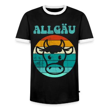 Allgäu Kuh - Männer Kontrast-T-Shirt - Schwarz/Weiß - Vorne - AI Model Female 172 light (172cm) & AI Model Male 178 light (178cm)