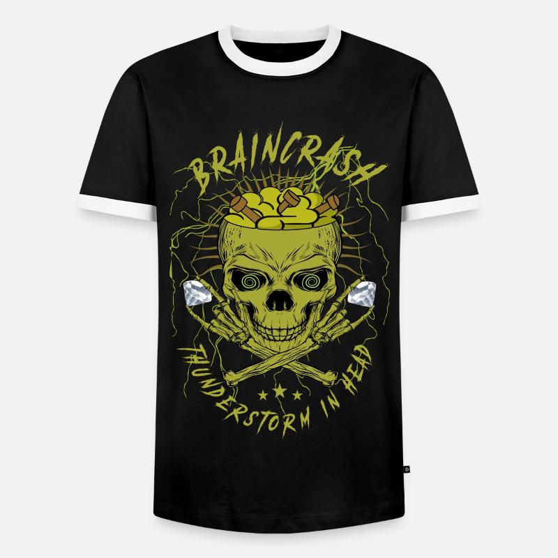 Brain Chaos Skull - Men's Ringer Shirt - black/white
