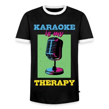 Karaoke is my therapy - Men's Ringer Shirt - black/white - Front - AI Model Female 172 light (172cm) & AI Model Male 178 light (178cm)