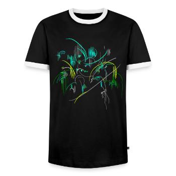 Paysage abstrait - T-shirt contrasté Homme - noir/blanc - Devant - AI Model Female 172 light (172cm) & AI Model Male 178 light (178cm)