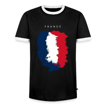 France outfit - Men's Ringer Shirt - black/white - Front - AI Model Female 172 light (172cm) & AI Model Male 178 light (178cm)