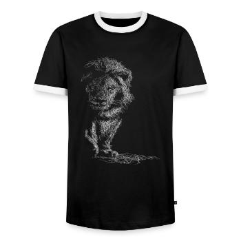 Leo Outfit - Men's Ringer Shirt - black/white - Front - AI Model Female 172 light (172cm) & AI Model Male 178 light (178cm)