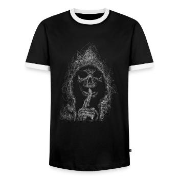 Skull Outfit - Men's Ringer Shirt - black/white - Front - AI Model Female 172 light (172cm) & AI Model Male 178 light (178cm)