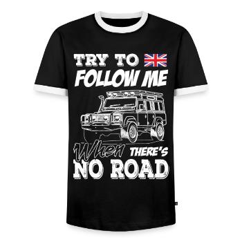 Landy essaie de me suivre quand il n’y a pas de route - T-shirt contrasté Homme - noir/blanc - Devant - AI Model Female 172 light (172cm) & AI Model Male 178 light (178cm)