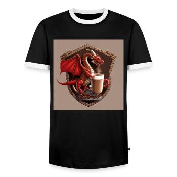 Welsh Coffee Shield - Men's Ringer Shirt - black/white - Front - AI Model Female 172 light (172cm) & AI Model Male 178 light (178cm)