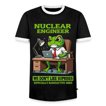 Citation d’un futur ingénieur nucléaire et science atomique - T-shirt contrasté Homme - noir/blanc - Devant - AI Model Female 172 light (172cm) & AI Model Male 178 light (178cm)