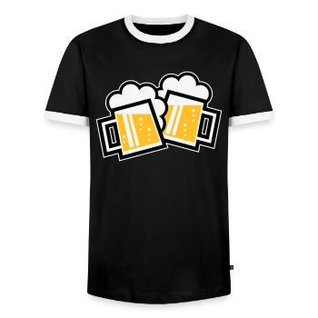 XZwei Originale Bayern (dreifarbig) - Männer Kontrast-T-Shirt - Schwarz/Weiß - Vorne - AI Model Female 172 light (172cm) & AI Model Male 178 light (178cm)