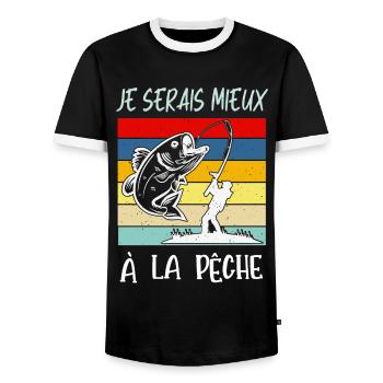 je serais mieux à la pêche - T-shirt contrasté Homme - noir/blanc - Devant - AI Model Female 172 light (172cm) & AI Model Male 178 light (178cm)