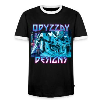 Odyzzay Mech Magenta - Men's Ringer Shirt - black/white - Front - AI Model Female 172 light (172cm) & AI Model Male 178 light (178cm)