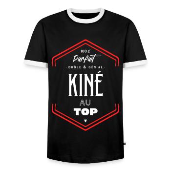 Kiné parfait et au top - T-shirt contrasté Homme - noir/blanc - Devant - AI Model Female 172 light (172cm) & AI Model Male 178 light (178cm)