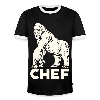 Gorille le Chef - T-shirt contrasté Homme - noir/blanc - Devant - AI Model Female 172 light (172cm) & AI Model Male 178 light (178cm)