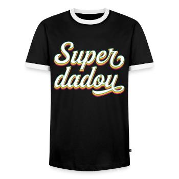 Super Dadou Père Papa 2024 - T-shirt contrasté Homme - noir/blanc - Devant - AI Model Female 172 light (172cm) & AI Model Male 178 light (178cm)