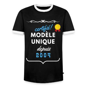 certifié modèle unique depuis 2004 - T-shirt contrasté Homme - noir/blanc - Devant - AI Model Female 172 light (172cm) & AI Model Male 178 light (178cm)