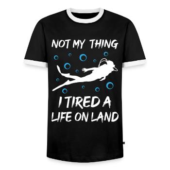 Not my Thing Diving Ocean - Men's Ringer Shirt - black/white - Front - AI Model Female 172 light (172cm) & AI Model Male 178 light (178cm)