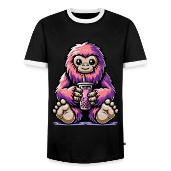 Bubble Tea Bigfoot Boba Thé Kawaii Cadeau - T-shirt contrasté Homme - noir/blanc - Devant - AI Model Female 172 light (172cm) & AI Model Male 178 light (178cm)