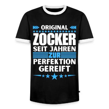 Gamblers matured to perfection - Men's Ringer Shirt - black/white - Front - AI Model Female 172 light (172cm) & AI Model Male 178 light (178cm)