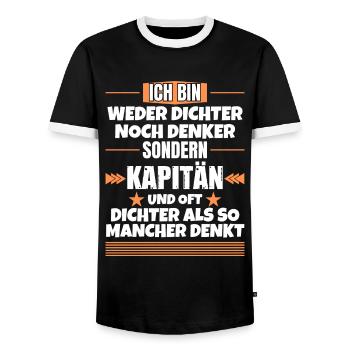 Ni poète ni penseur, mais capitaine - T-shirt contrasté Homme - noir/blanc - Devant - AI Model Female 172 light (172cm) & AI Model Male 178 light (178cm)