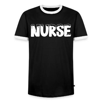 Text Eis Weihnachten Kostüm Krankenschwester - Männer Kontrast-T-Shirt - Schwarz/Weiß - Vorne - AI Model Female 172 light (172cm) & AI Model Male 178 light (178cm)
