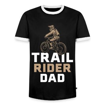 Trail Rider Papa Mountainbike MTB Downhill - Männer Kontrast-T-Shirt - Schwarz/Weiß - Vorne - AI Model Female 172 light (172cm) & AI Model Male 178 light (178cm)