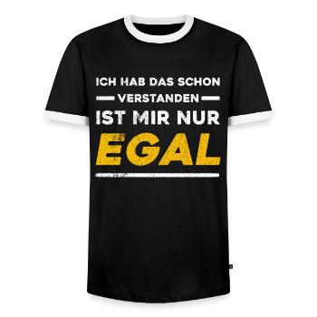 Ich Hab Das Schon Verstanden Ist Mir Nur Egal - Männer Kontrast-T-Shirt - Schwarz/Weiß - Vorne - AI Model Female 172 light (172cm) & AI Model Male 178 light (178cm)