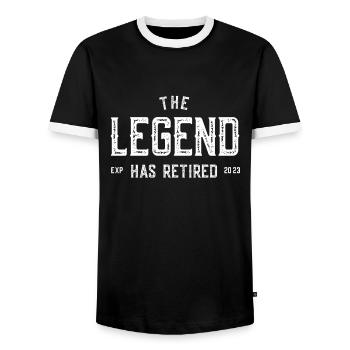 Funny The Legend Has Retired 2023 Men Women - Men's Ringer Shirt - black/white - Front - AI Model Female 172 light (172cm) & AI Model Male 178 light (178cm)