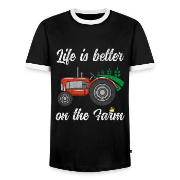 La vie est meilleure à la ferme Drôle de tracteur Poulet - T-shirt contrasté Homme - noir/blanc - Devant - AI Model Female 172 light (172cm) & AI Model Male 178 light (178cm)