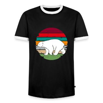 Eisbär Vintage Liebe Winter Pyjama Weihnachten Urlaub - Männer Kontrast-T-Shirt - Schwarz/Weiß - Vorne - AI Model Female 172 light (172cm) & AI Model Male 178 light (178cm)