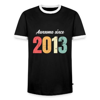 Génial depuis 2013 anniversaire Vintage Legends 2013 - T-shirt contrasté Homme - noir/blanc - Devant - AI Model Female 172 light (172cm) & AI Model Male 178 light (178cm)