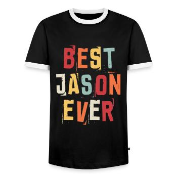 Bester Jason aller Zeiten Beliebte Retro-Geburtsnamen Jason - Männer Kontrast-T-Shirt - Schwarz/Weiß - Vorne - AI Model Female 172 light (172cm) & AI Model Male 178 light (178cm)