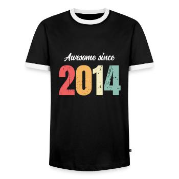 Génial depuis 2014 anniversaire Vintage Legends 2014 - T-shirt contrasté Homme - noir/blanc - Devant - AI Model Female 172 light (172cm) & AI Model Male 178 light (178cm)