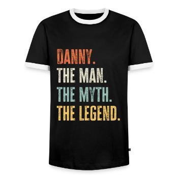 Danny Le Meilleur, Légende du Mythe de l’Homme, Meilleur Nom drôle - T-shirt contrasté Homme - noir/blanc - Devant - AI Model Female 172 light (172cm) & AI Model Male 178 light (178cm)