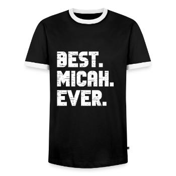 Beste Micah aller Zeiten Beliebte Geburtsnamen Micah Kostüm - Männer Kontrast-T-Shirt - Schwarz/Weiß - Vorne - AI Model Female 172 light (172cm) & AI Model Male 178 light (178cm)