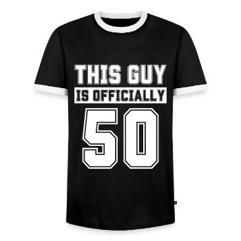 Dieser Typ ist offiziell 50 Jahre alt Feiern Sie 50 - Männer Kontrast-T-Shirt - Schwarz/Weiß - Vorne - AI Model Female 172 light (172cm) & AI Model Male 178 light (178cm)