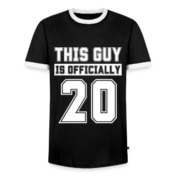 Ce gars a officiellement 20 ans Célébrez 20 - T-shirt contrasté Homme - noir/blanc - Devant - AI Model Female 172 light (172cm) & AI Model Male 178 light (178cm)