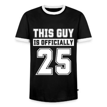 This Guy Is Officially 25 Years Old Celebrate 25th - Men's Ringer Shirt - black/white - Front - AI Model Female 172 light (172cm) & AI Model Male 178 light (178cm)