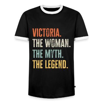 Victoria The Best, Woman Myth Legend, Best Name - Men's Ringer Shirt - black/white - Front - AI Model Female 172 light (172cm) & AI Model Male 178 light (178cm)