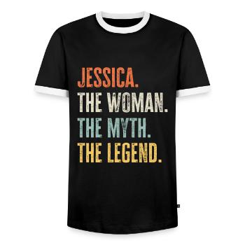 Jessica, légende du mythe de la femme, drôle de meilleur nom - T-shirt contrasté Homme - noir/blanc - Devant - AI Model Female 172 light (172cm) & AI Model Male 178 light (178cm)